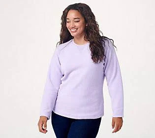 Denim Co. Baby Sherpa Crew Neck Sweatshirt, Size Small, Lilac HFD7_S2BCN23