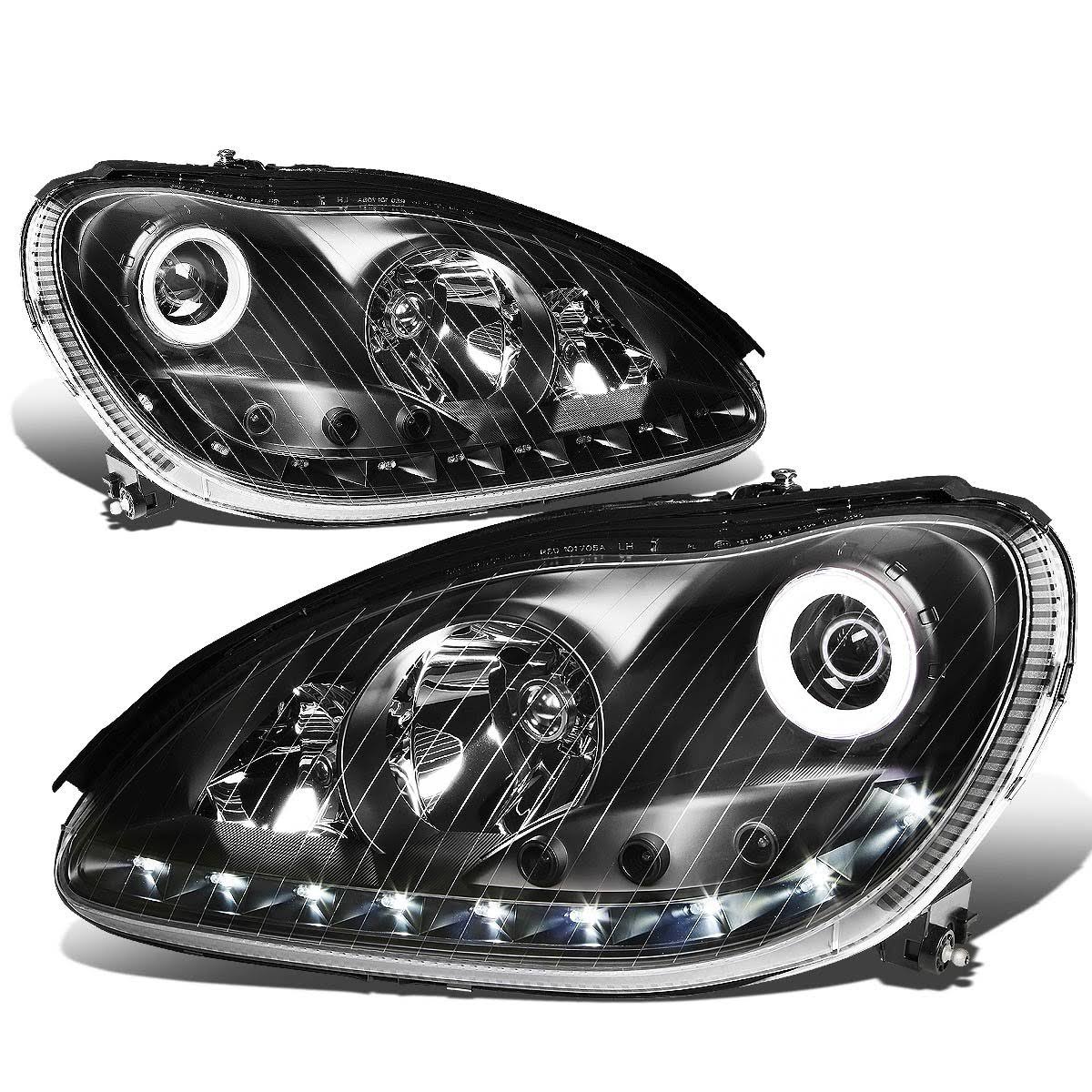 DNA Motoring Mercedes-Benz S-Class W220 Black Housing Halo Projector LED Headlight WCV9_C1AGB52