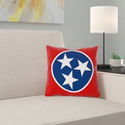 Centers Tennessee Flag in , Poly Proplin/Pillow Cover-Concealed Zipper-Indoo East Urban Home Size: 16x22 x 16 MWH3_J9GIQ10