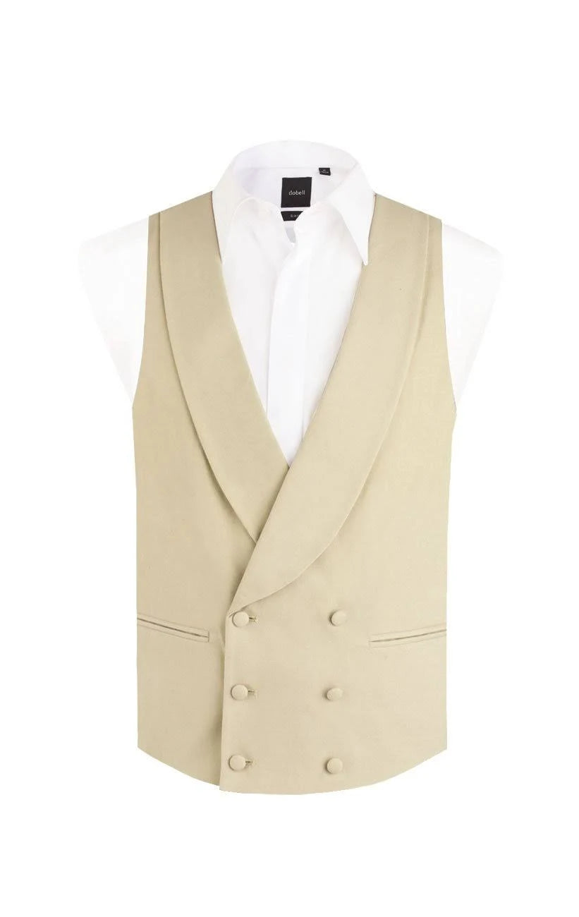 Dobell Gold/Buff Double Breasted Shawl Lapel Morning Suit Vest PTB9_N4AES41