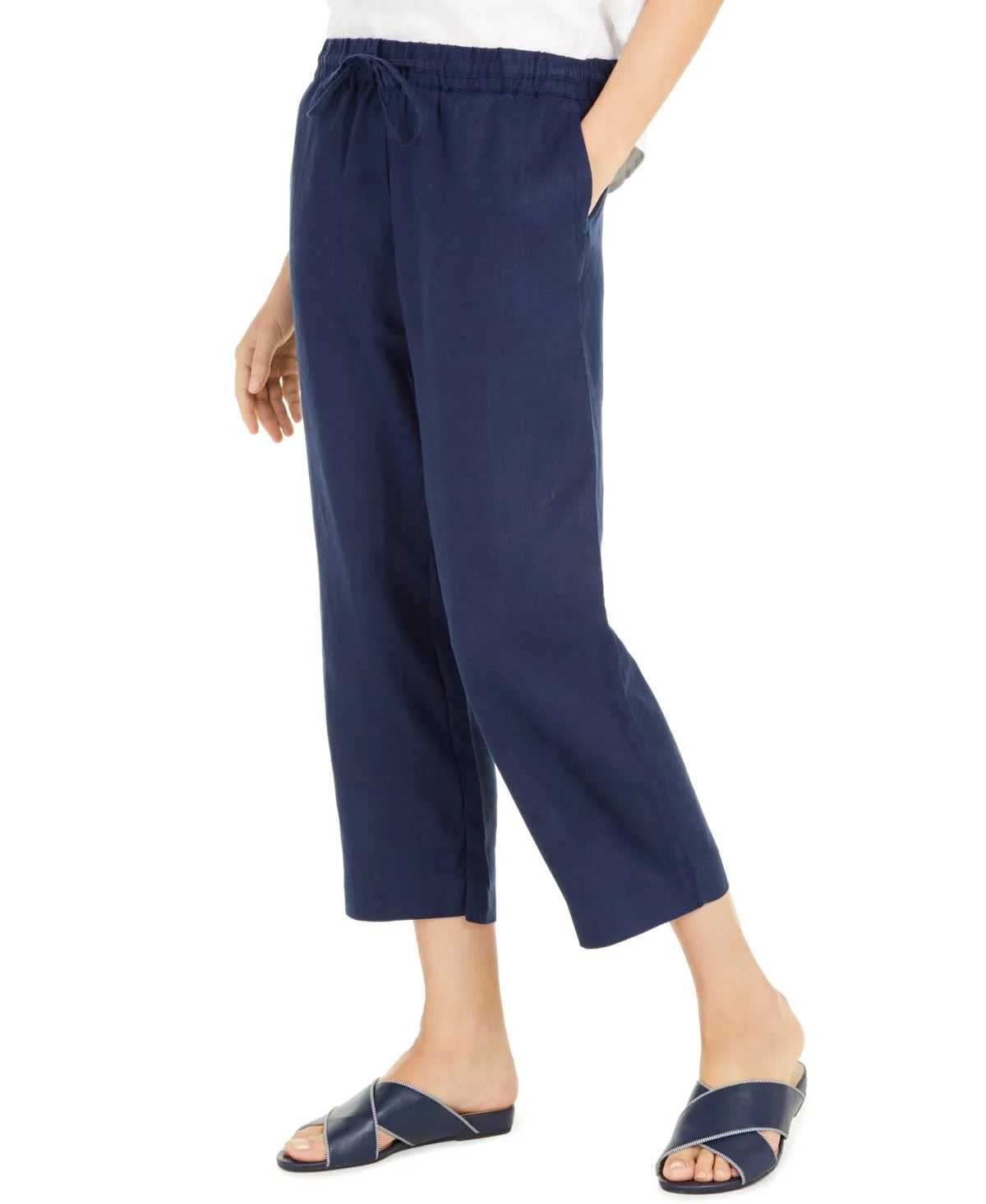 Charter Club Linen Capri Tie-Waist Pants, Created for Macy&s - Intrepid Blue POY5_P3HLW67