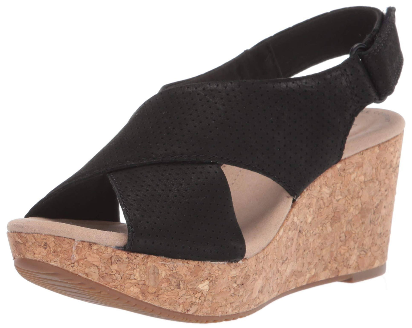 Clarks Womens Annadel Parker Wedge Sandal, Size: 5.5, Black Suede HQK3_R1FCF34