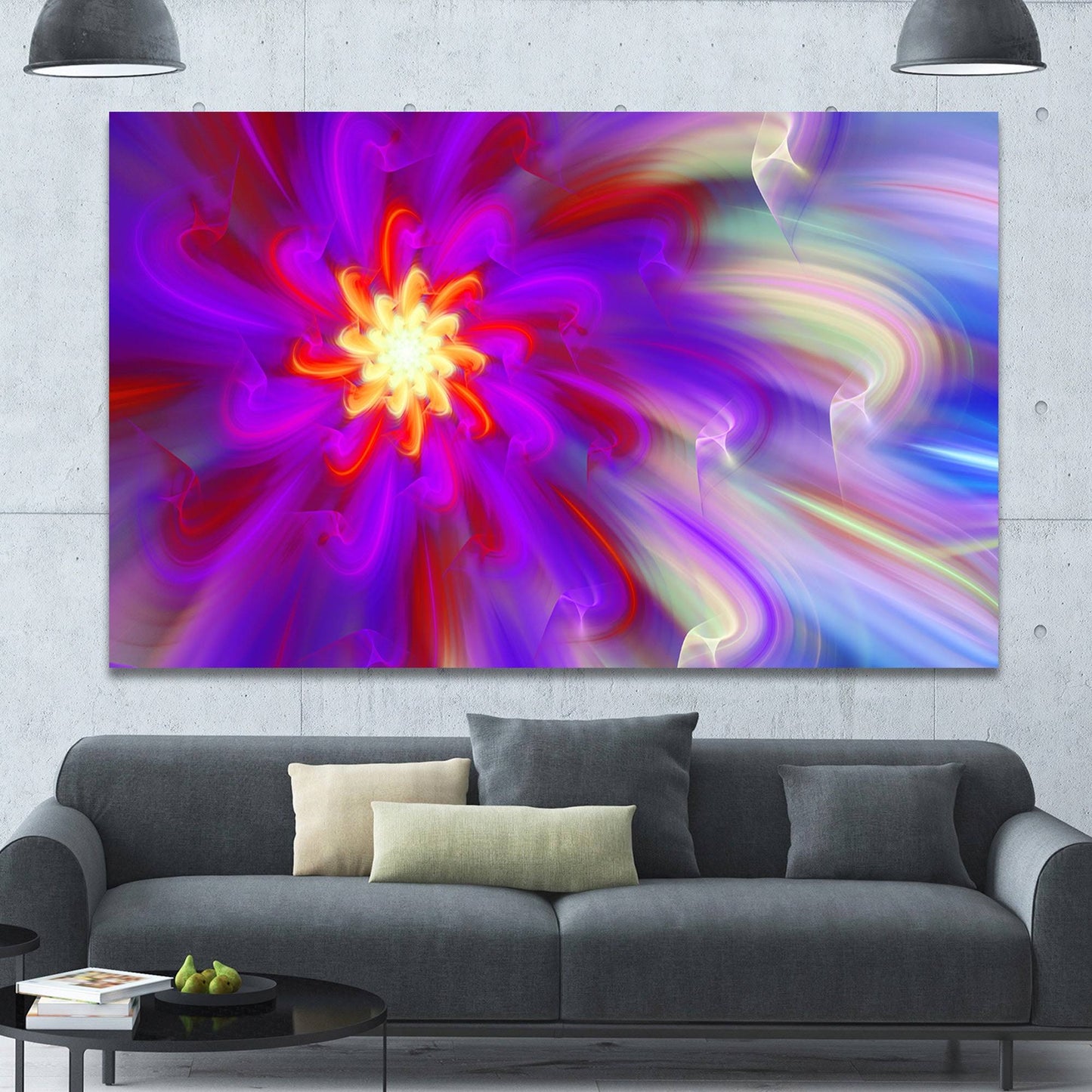 Design Art Beautiful Purple Flower Petals Graphic Art Print on Canvas, Size: 30 inch H x 40 inch W x 1 inch D XXE1_X5DDU81