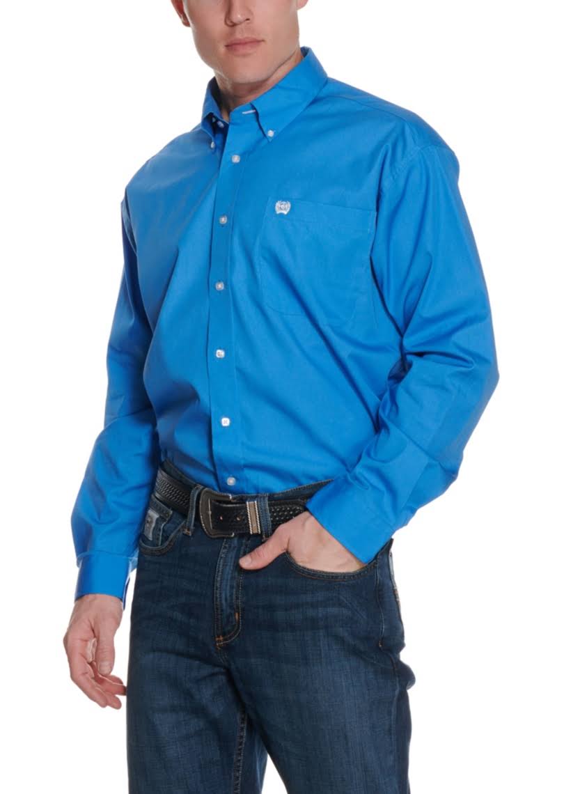 Cinch Mens Solid Blue Button-Down Western Shirt NVF0_S0BUG01