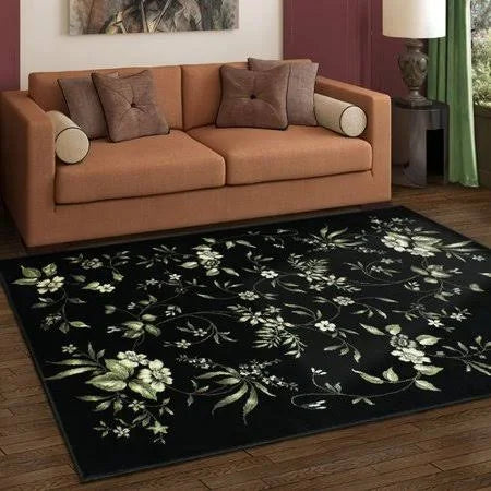 Charlton Home Anson Bloom Black Area Rug; 4& x 6& LNR1_S8QRR57