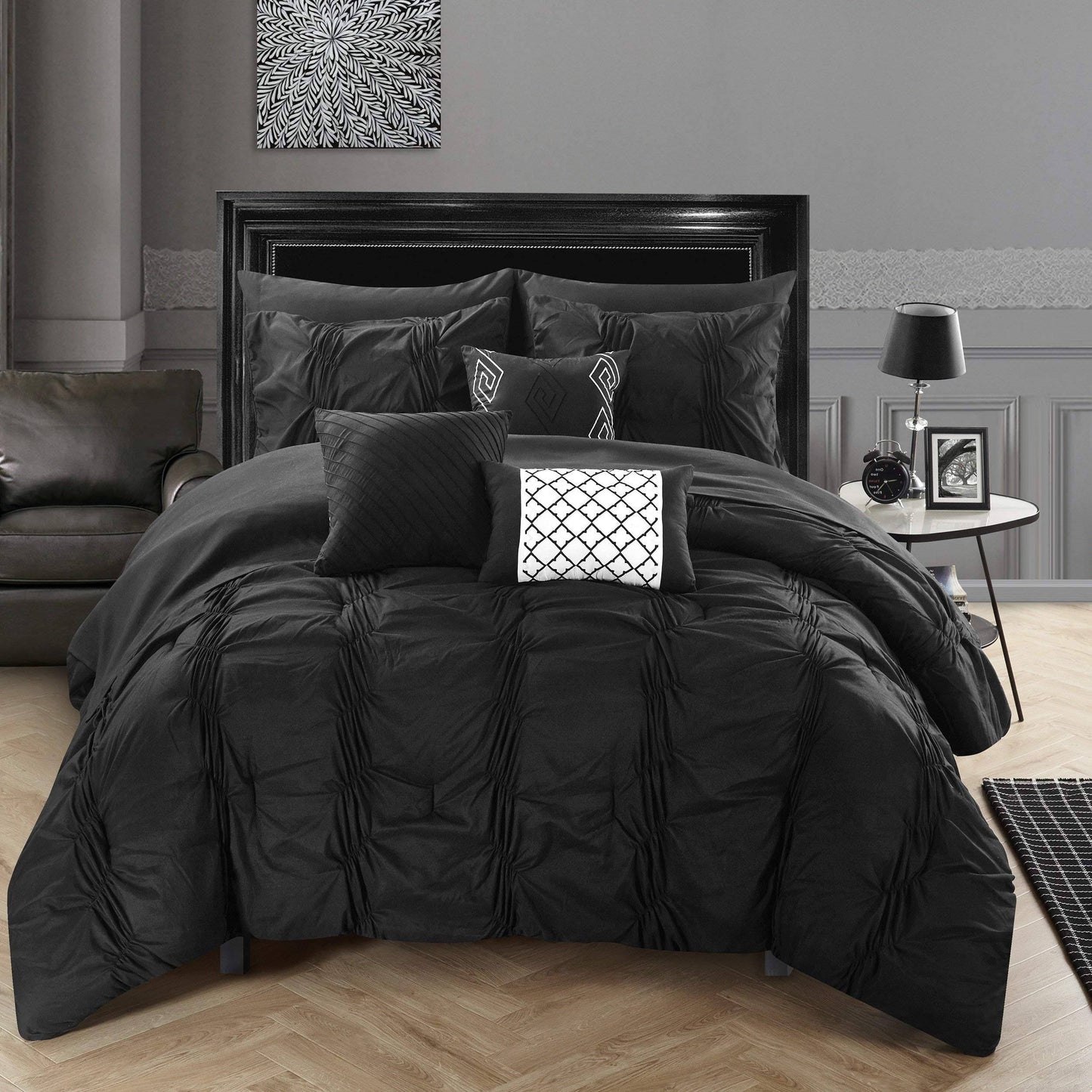 Chic Home Luna Black Bed in A Bag Comforter 10-Piece Set King TFD5_R1GTA79