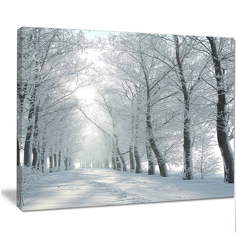 Designart Winter Country Lane on Frosty Morning Photographic Print on Wrapped Canvas KKQ3_S9IHV69