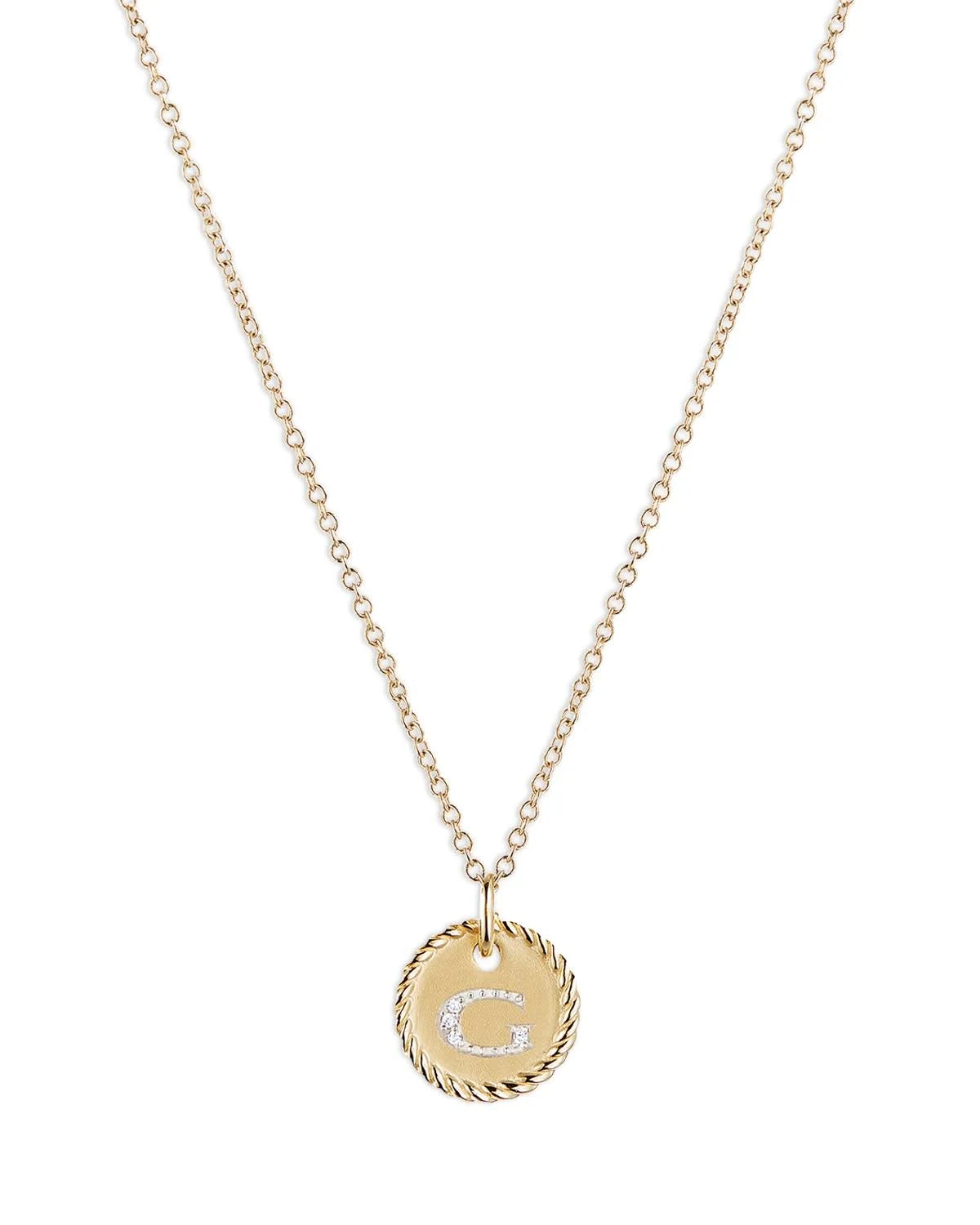 David Yurman G Pendant with Diamonds in Gold on Chain AUP3_O4PSW78