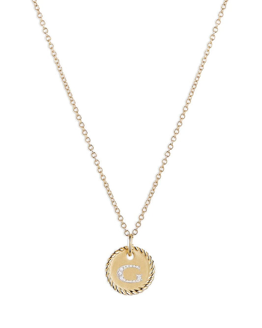 David Yurman G Pendant with Diamonds in Gold on Chain AUP3_O4PSW78