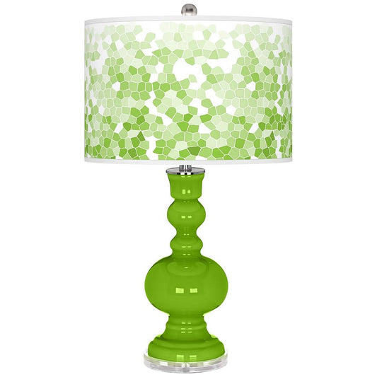 Color + Plus Neon Green Mosaic Giclee Apothecary Table Lamp TMK5_Z4DCN98