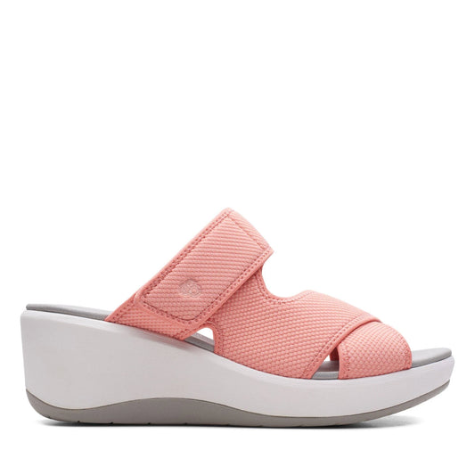 Clarks Cloudsteppers Womens Step Cali Wave Wedge Sandals - Coral Textile BGR5_P2SSD36