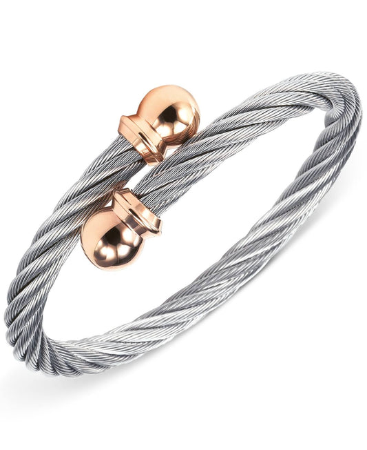 Charriol Unisex Celtic Two-Tone Cable Bangle Bracelet Silver/Rose Gold KIN7_Z1LHR84