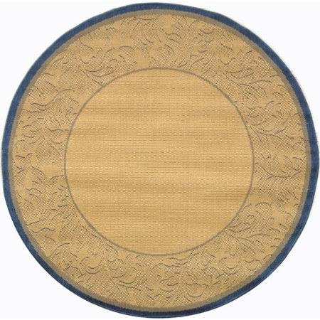 Charlton Home Fenmore Natural/Blue Outdoor Area Rug - Rug Size: Round 5&3x22 CCA4_P8ANP33