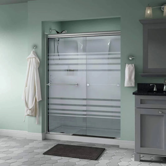 Delta Shower Doors SD3172283 Trinsic Semi-Frameless Traditional Sliding Shower Door 60in.x70in, Chrome Track KQZ0_Q7WTZ24