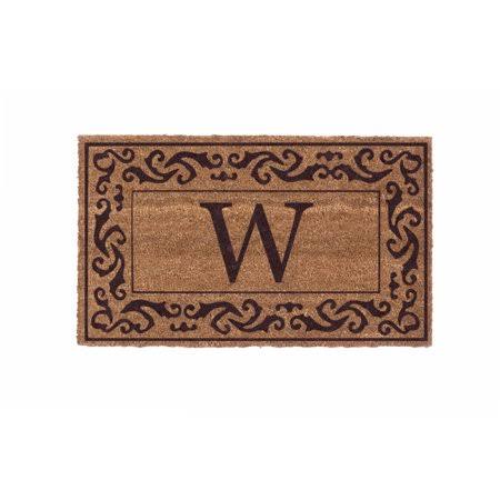 Cocomatsnmore Monogram (F) Vinyl Backed Brown Rolling Scrolls Border Doormats 38 inch x 60 inch, Beige DQC5_Z5AOL89