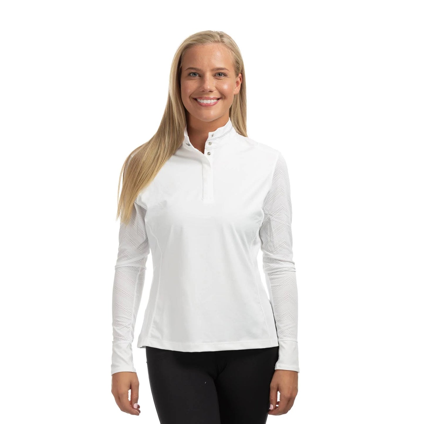 Chestnut Bay Ladies& SkyCool Long Sleeve Dressage Show Shirt IAY2_P0HAU50