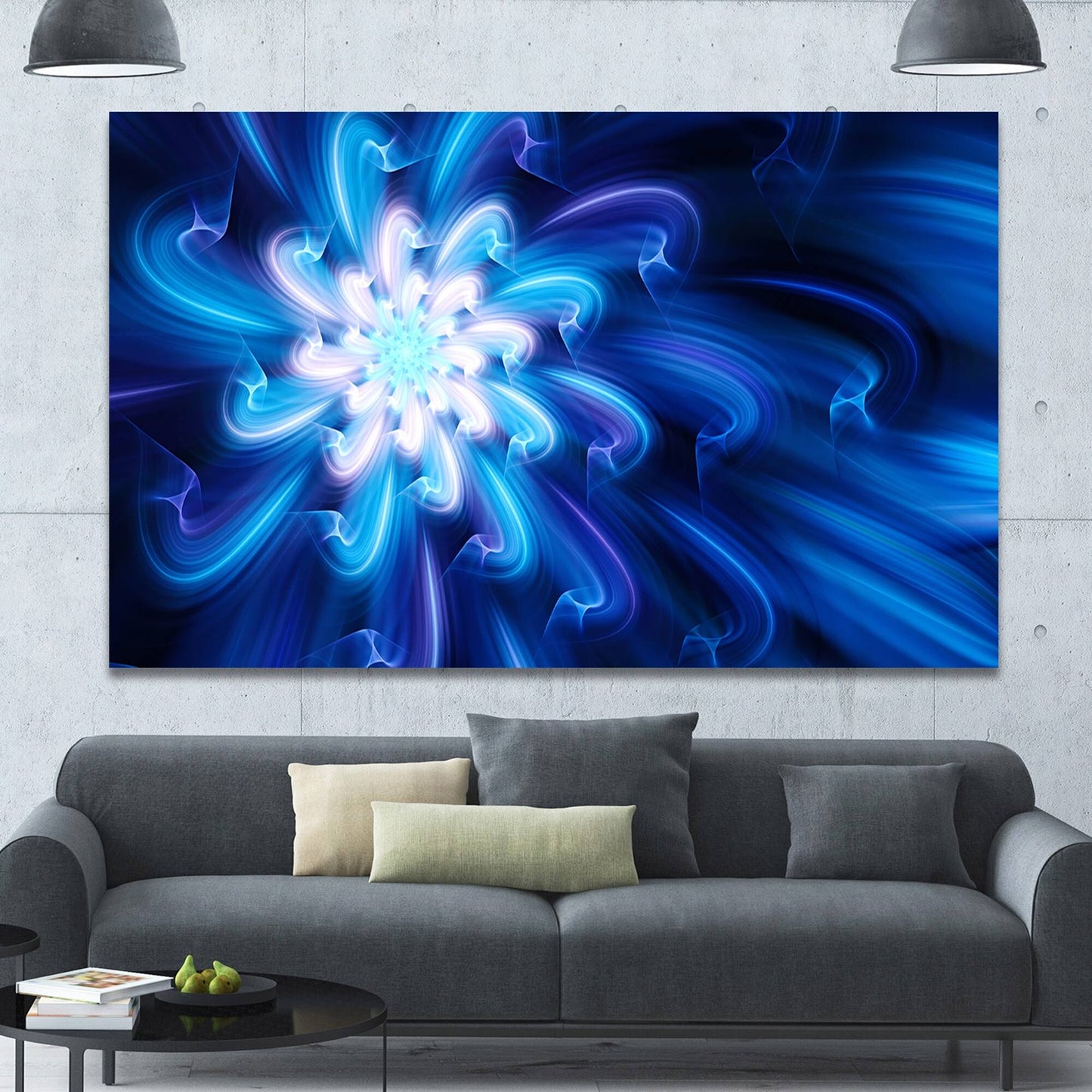 Design Art &Exotic Blue Flower Dance of Petals& Graphic Art on Canvas VIZ5_X0SSZ23