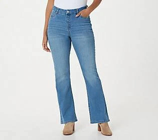 Denim Co. Easy Stretch Denim Regular Pull-On Bootcut Jeans, Size Reg 8, Light Wash ANF1_B8MJY12