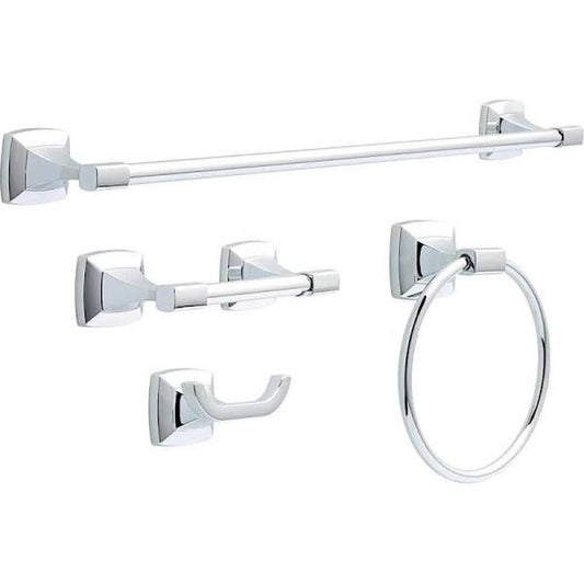 Delta Portwood 4-Piece Bath Accessory Set in Chrome with 24 in. Towel Bar, Toilet Paper Holder, Towel Ring and Towel Hook RHY3_P3VYO35