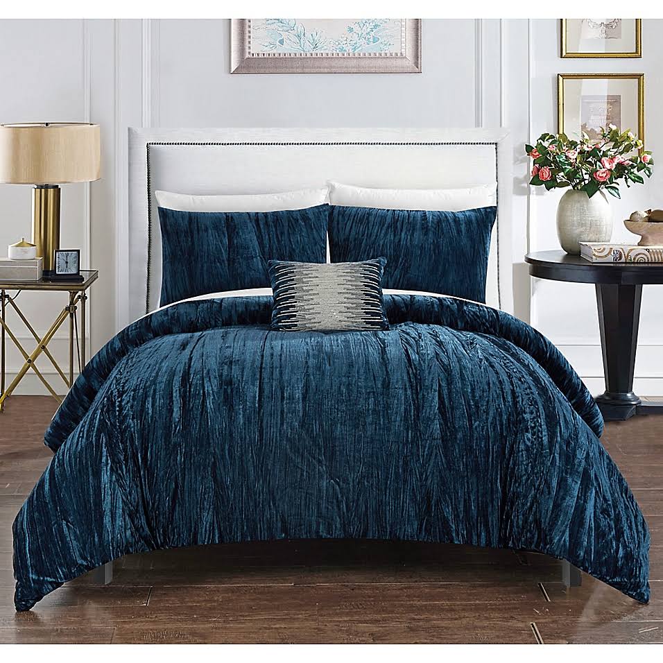 Chic Home Merieta 8-Piece King Comforter Set in Navy PWH6_G2NLL49