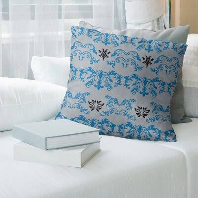 Detroit Football Baroque Square Pillow Cover East Urban Home Color: Gray/Light Blue/Black, Size: 18x22 x 18 RZP8_C5WPG78