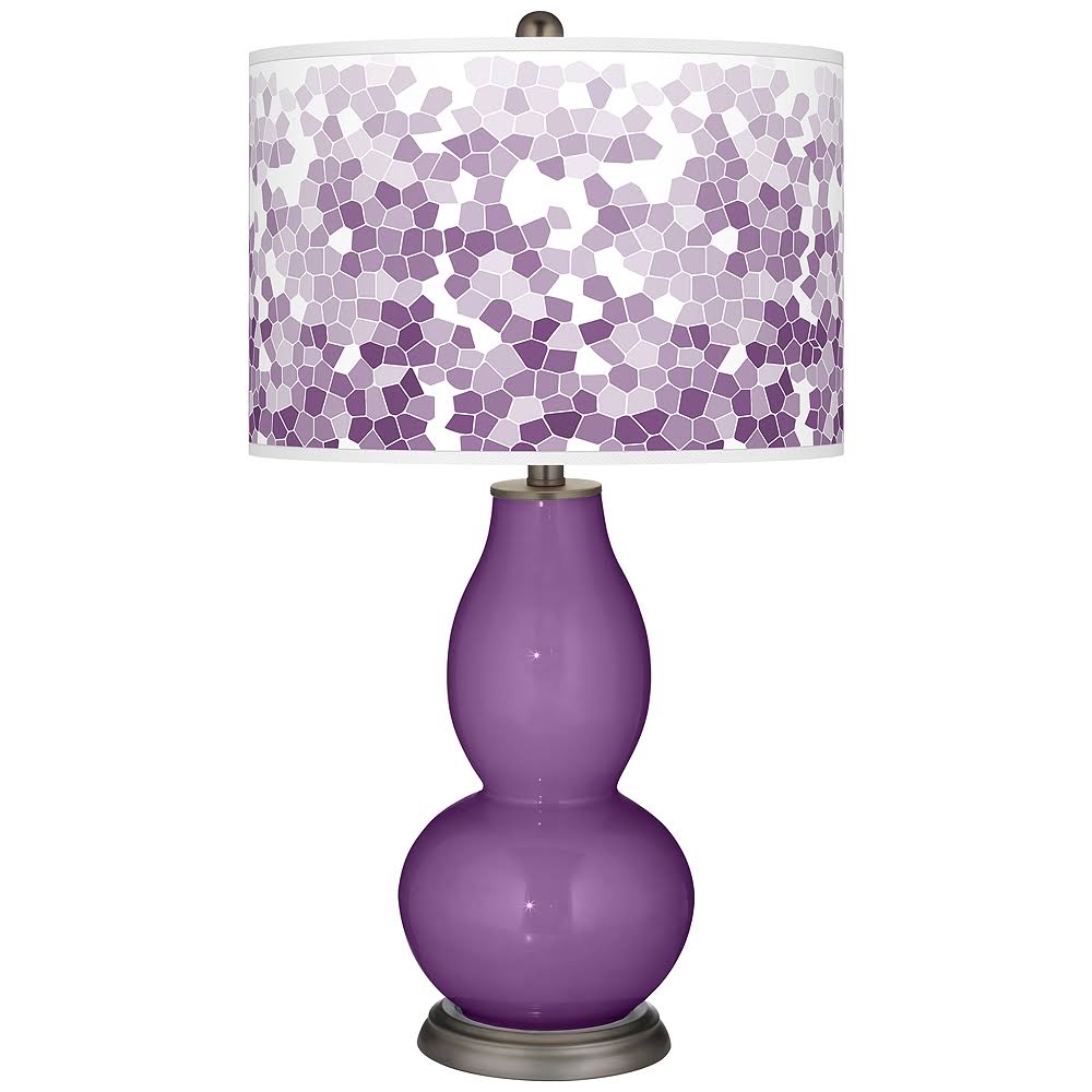 Color + Plus Passionate Purple Mosaic Giclee Double Gourd Table Lamp WAV2_E2LCY54