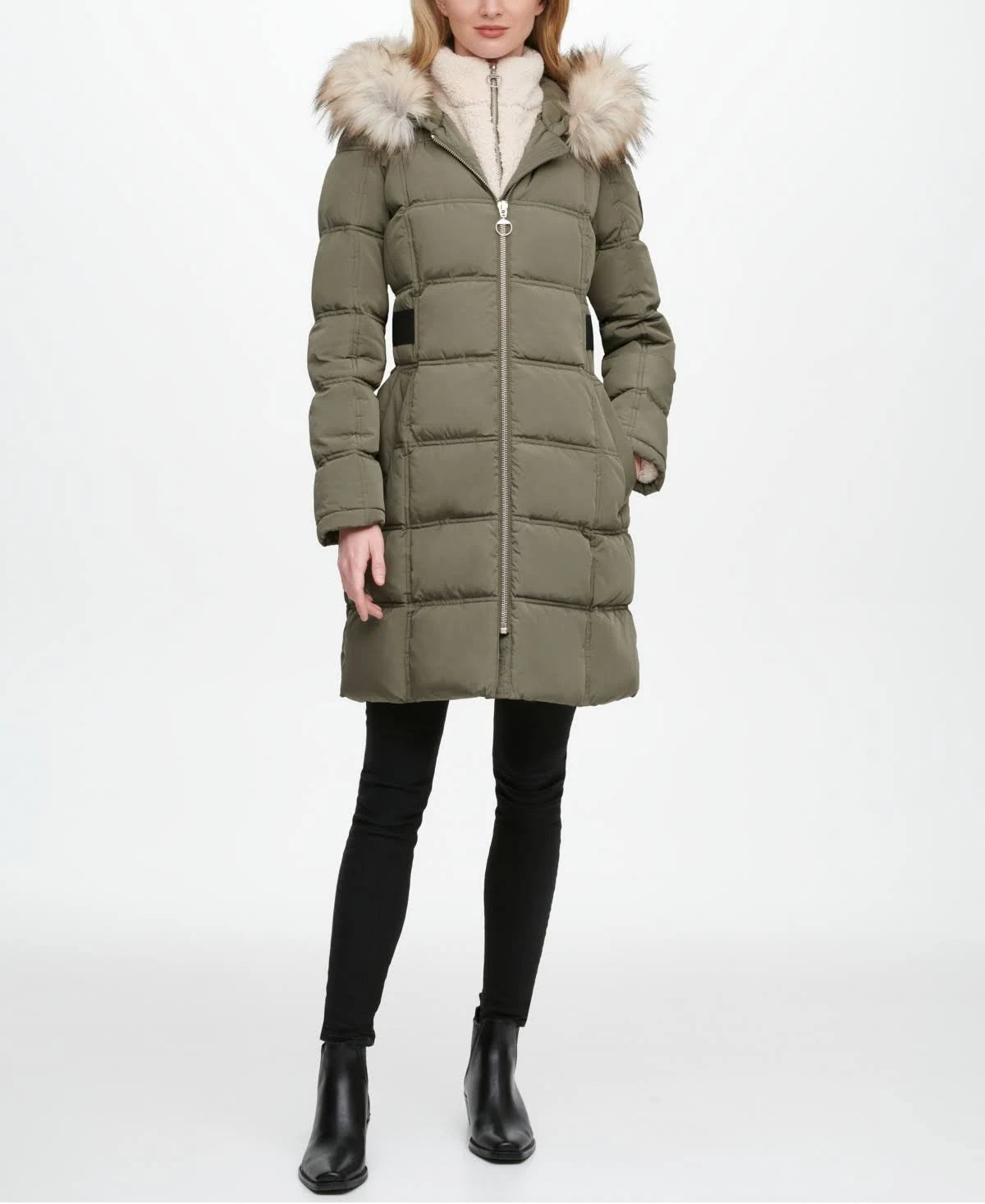 Dkny Fleece-Lined Faux-Fur-Trim Hooded Puffer Coat, Created for Macy&s - Juniper TIQ4_U7RQI35