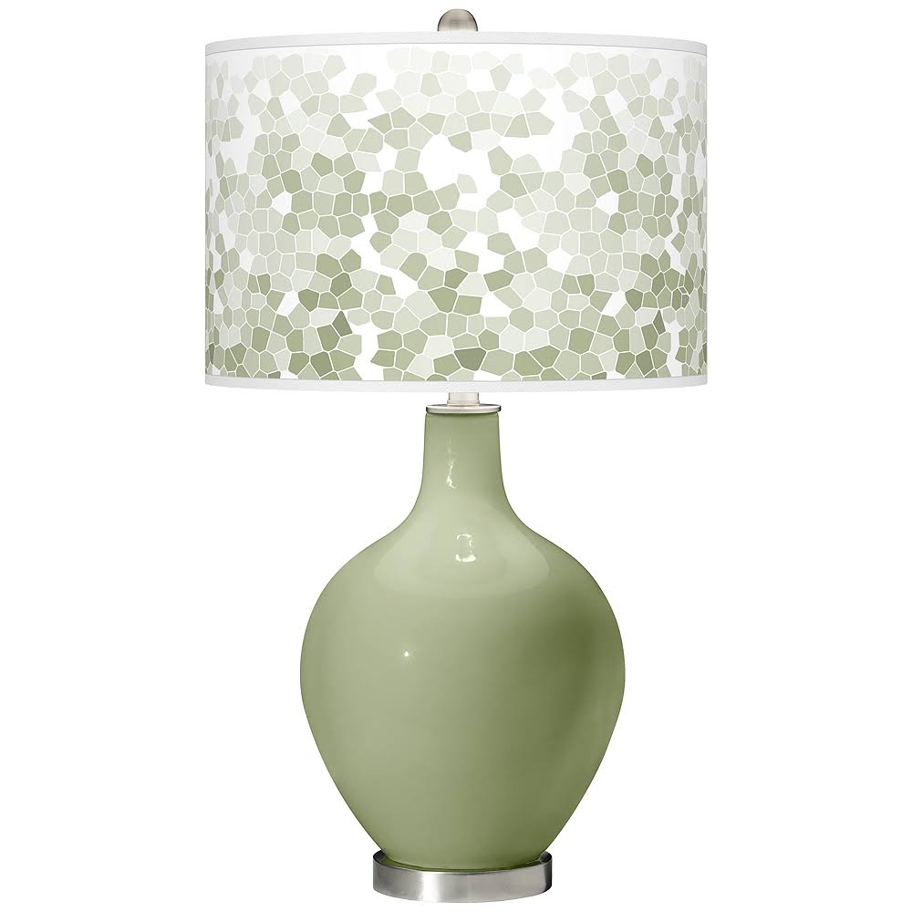 Color + Plus Majolica Green Mosaic Giclee Ovo Table Lamp SXV8_I3KRH56