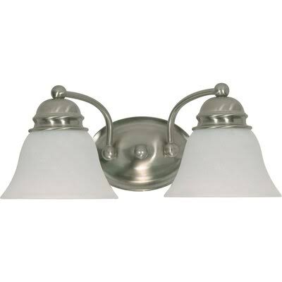 Charlton Home Poneto 2-Light Vanity Light - Bulb: 100 Watt, Shade Color: Alabaster, Finish: Brushed Nickel KUS0_Q7INV34