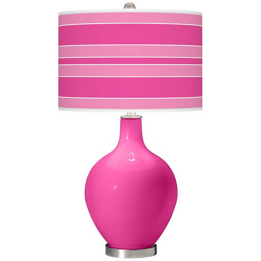 Color + Plus Fuchsia Bold Stripe Ovo Table Lamp CFJ4_L0HYL08