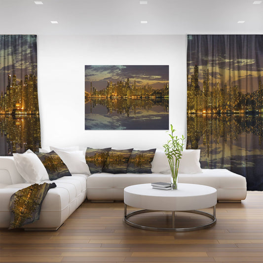 Design Art San Francisco at Sunset Panorama - Cityscape Canvas Print - Multi-Color, 32 in. Wide x 16 in. High QNT5_U7XBJ08