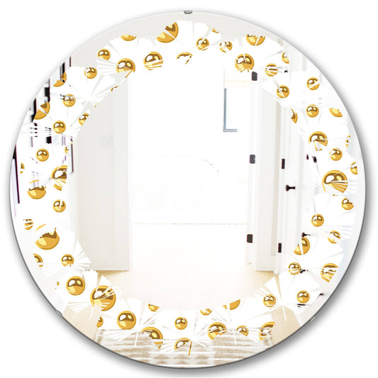 Designart &Golden Circular Pattern II& Modern Round or Oval Wall Mirror - Leaves - 24 in. Wide x 24 in. High UVK1_O0AFD20