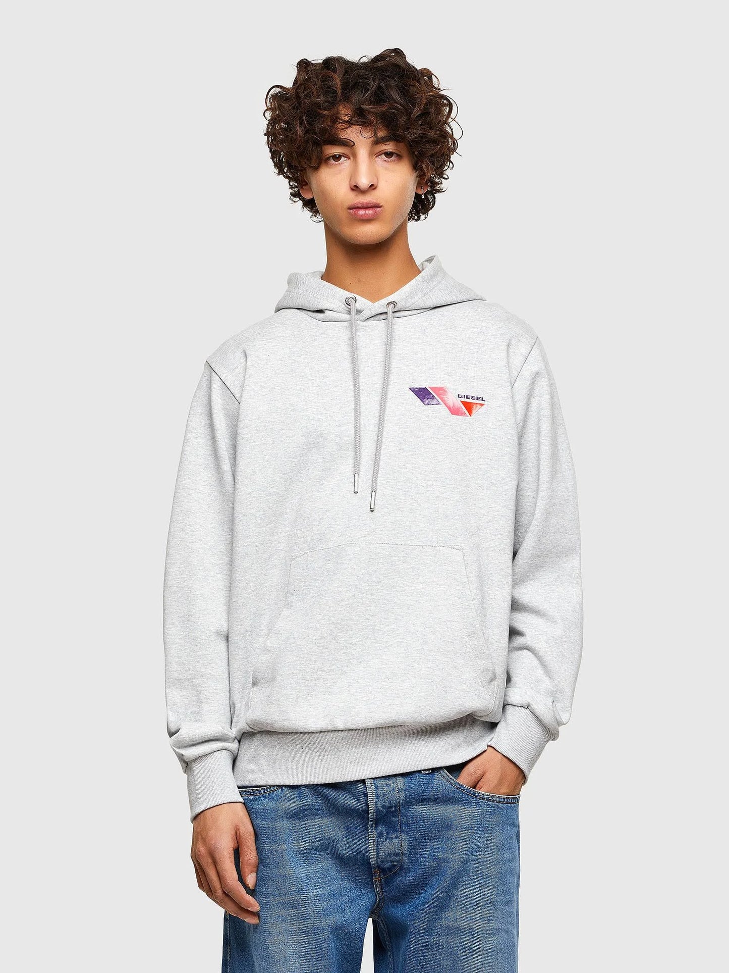 Diesel - Hoodie with Tri-Colour Print - Sweaters - Man - Grey PEQ4_O0CDO30