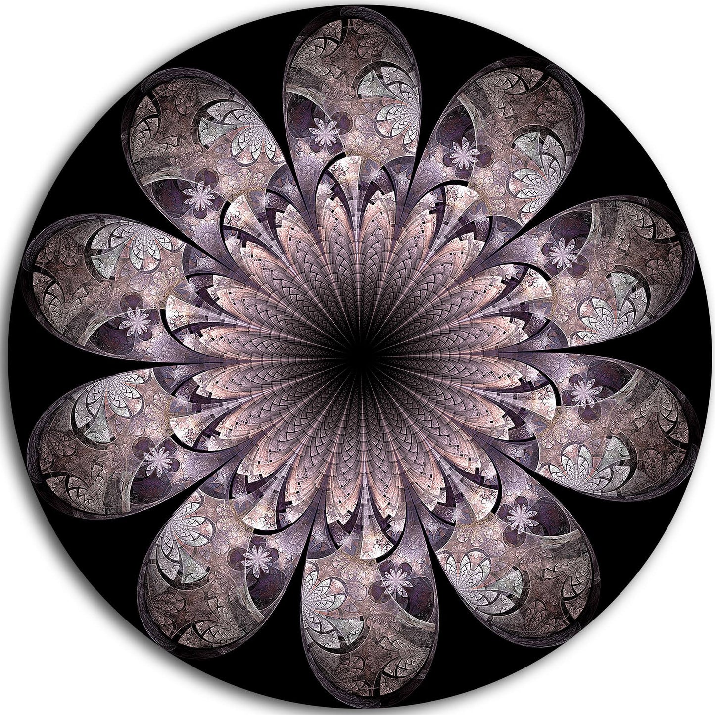 Designart Dark Pink Digital Art Fractal Flower Floral Graphic Art Print on Metal YKB9_Y1OLQ10