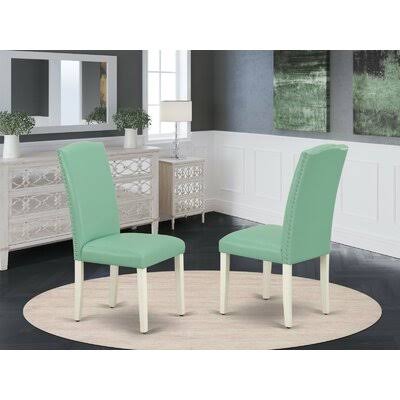 DAndrea Upholstered Dining Chair Charlton Home Upholstery Color: Pond, Leg Color: Linen White KAH7_A5ZXV90