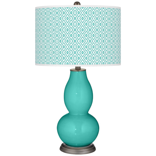 Color + Plus Synergy Diamonds Double Gourd Table Lamp, Blue UPG9_R8LTG91