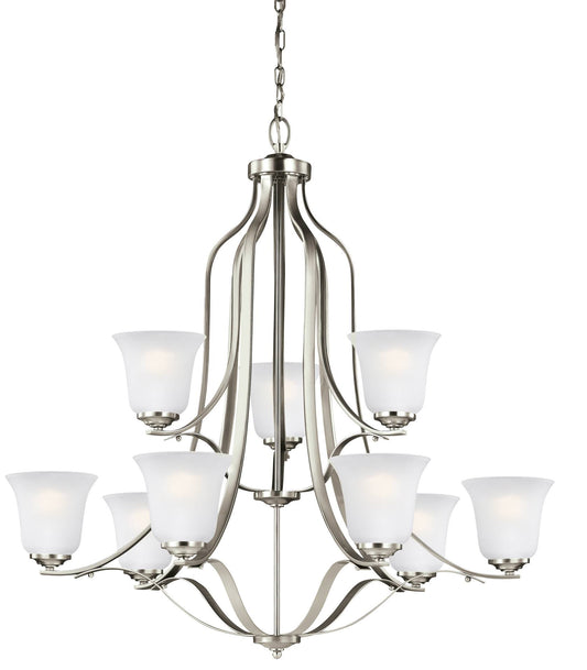 Darby Home Co Burhall 75W 9-Light Shaded Chandelier - Finish: Brushed Nickel PZQ0_F3SZC80