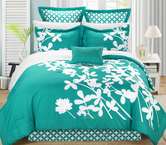 Chic Home Iris 11 Piece Comforter Set Turquoise - Queen OJM8_F3ZQA00