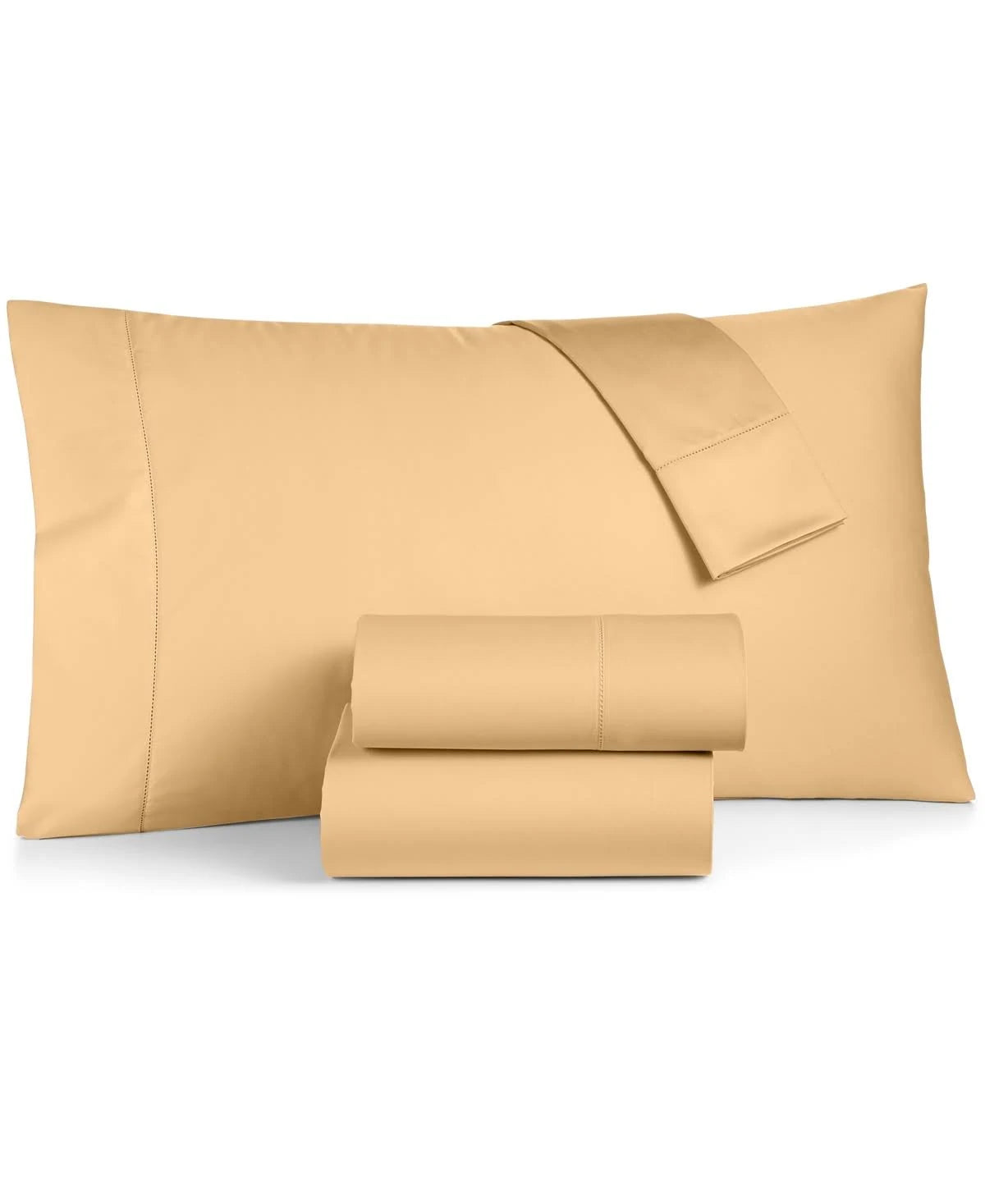 Charter Club Damask Solid Queen 4 Pieces Sheet Set, 550 Thread Count 100% Supima Cotton Sunglow (Dark Khaki) AXW0_I4AJY11