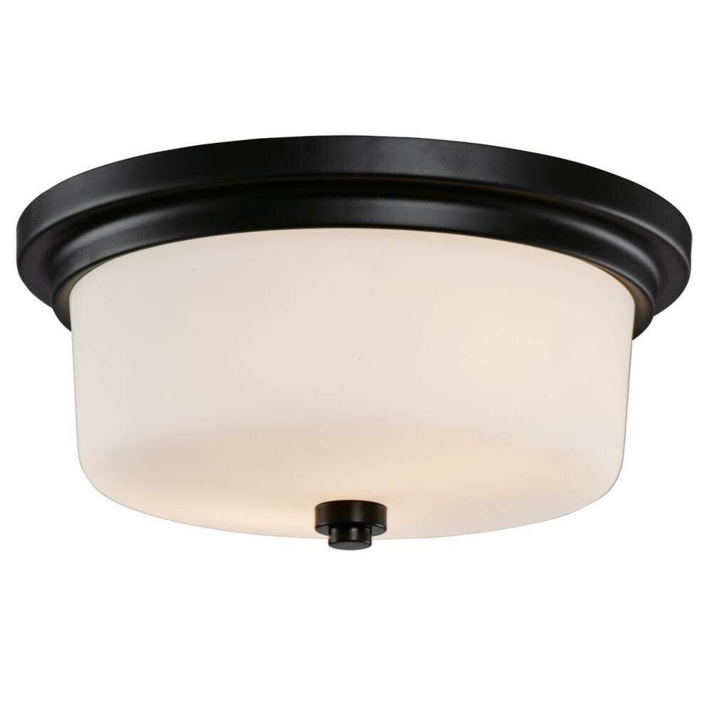 Design House Aubrey 13 in. 2-Light Matte Black Semi-Flush Mount Ceiling Light 588244 ORW9_S3JXO27