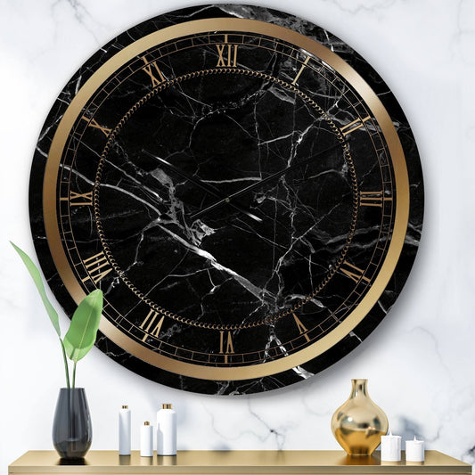 Designart &Black Marble II& Glam Wall Clock - 23 in. Wide x 23 in. High EXR6_I9PRF55