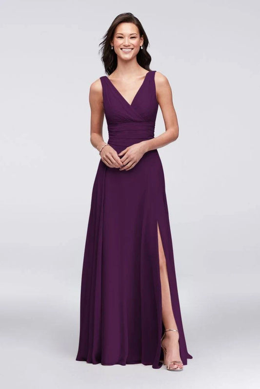 David&s Bridal Surplice Tank Long Chiffon Bridesmaid Dress - Plum (Purple), 8 ATM6_Y8EKQ34