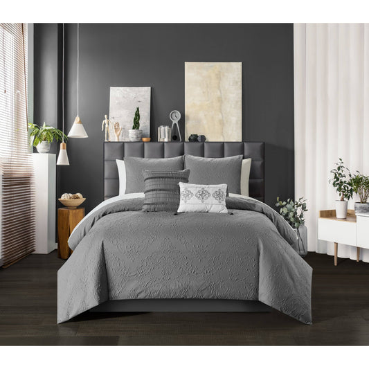 Chic Home Mayflower Comforter Set - Grey - King UBS0_I5SHE30