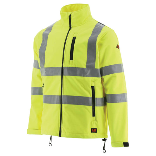 Cat Mens 1310097 Flame-Resistant Hi-Vis Soft Shell Jacket - Hi Vis Yellow Large Regular TNT7_K0QBT75