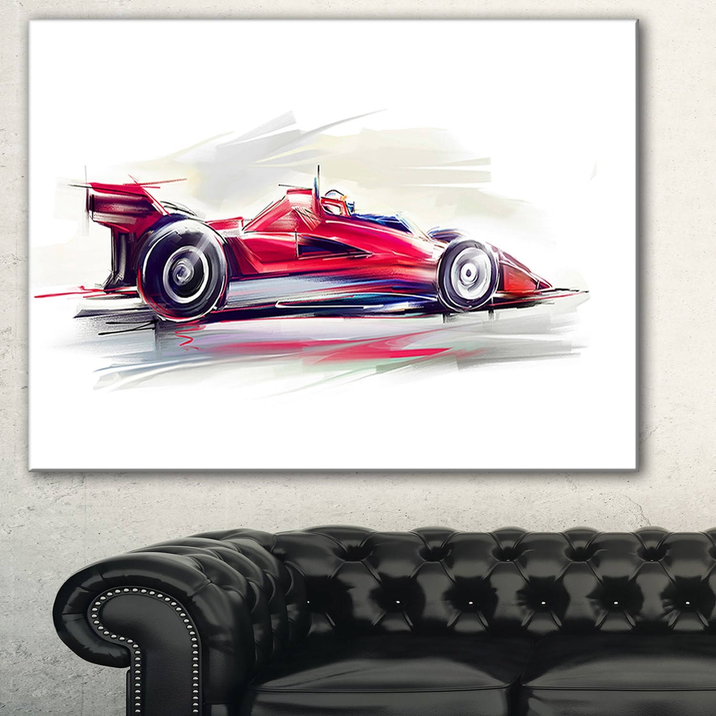 Designart &Red Formula One Car& Digital Art Car Canvas Print - 40 in. Wide x 30 in. High FPI0_L8ECF01