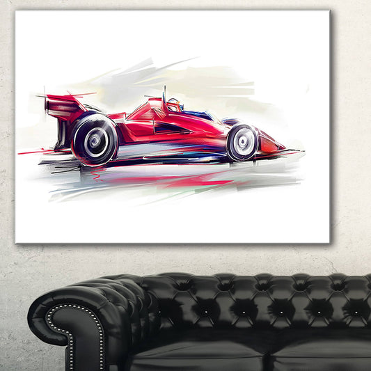 Designart &Red Formula One Car& Digital Art Car Canvas Print - 40 in. Wide x 30 in. High FPI0_L8ECF01