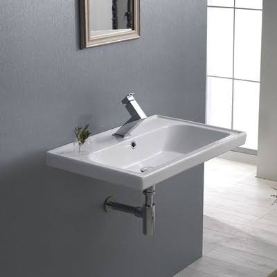 CeraStyle by Nameeks 23.62x22 Rectangle Ceramic Wall Mounted or Self Rimming Sink XEG5_Q4RAM07