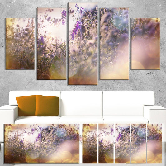 Design Art &Summer Pasture with Purple Flowers& Graphic Art on Wrapped Canvas, Size: 28 inch x 60 inch ZRB9_M7OLX79