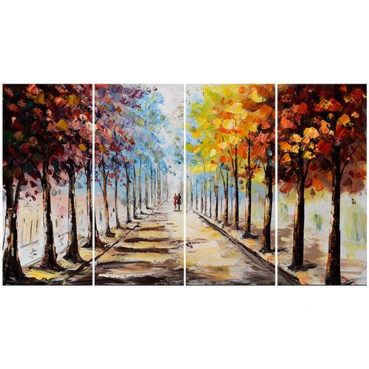 Design Art Landscape Forest &Lets Go for A Stroll& 48 x 28-inch 4-Panel Canvas Art Print OMH3_R8BTZ35