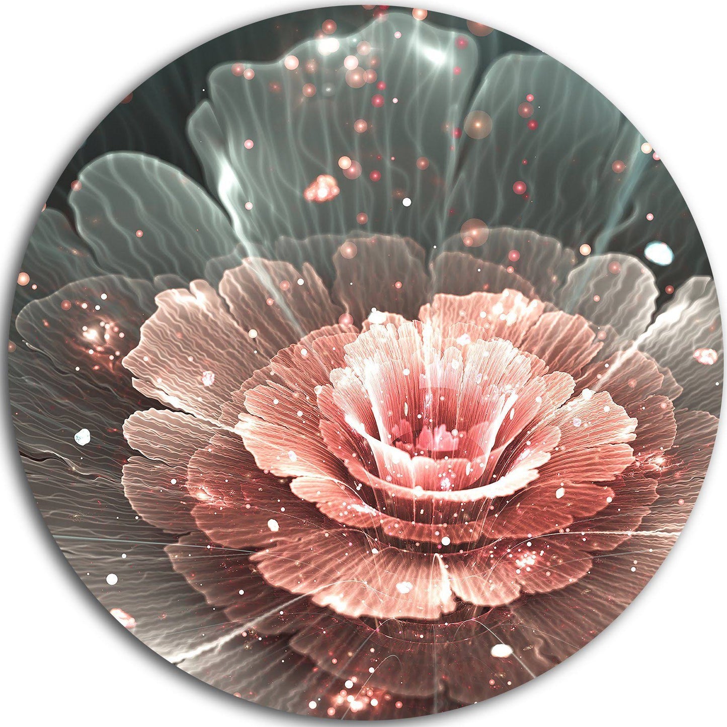 Design Art &Abstract Fractal Pink Gray Flower& Graphic Art Print on Metal AEB3_J7BWM02